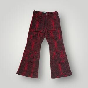 LOVANT Red Snake Print Flared Cargo Pants - Heavyweight, Y2K Style  Sz 32 L29